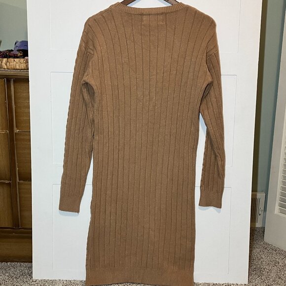 Spadehill Women’s‎ Large Sweater Dress Brown Cable Knit Long Sleeve Midi Fall - Picture 2 of 7